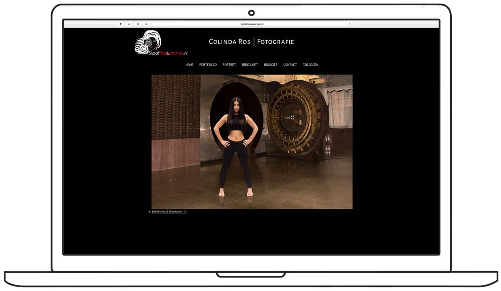website ontwerp shoot like a woman - homepage