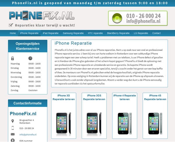 website ontwerp phonefix categorie pagina