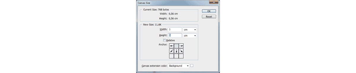 screenshot of photoshop canvas size