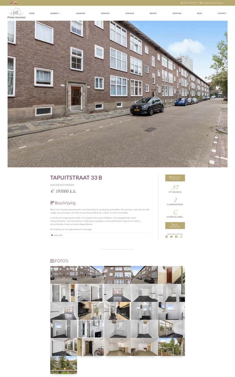 Portfolio Boris Hoekmeijer Prime Housing Website Full Page
