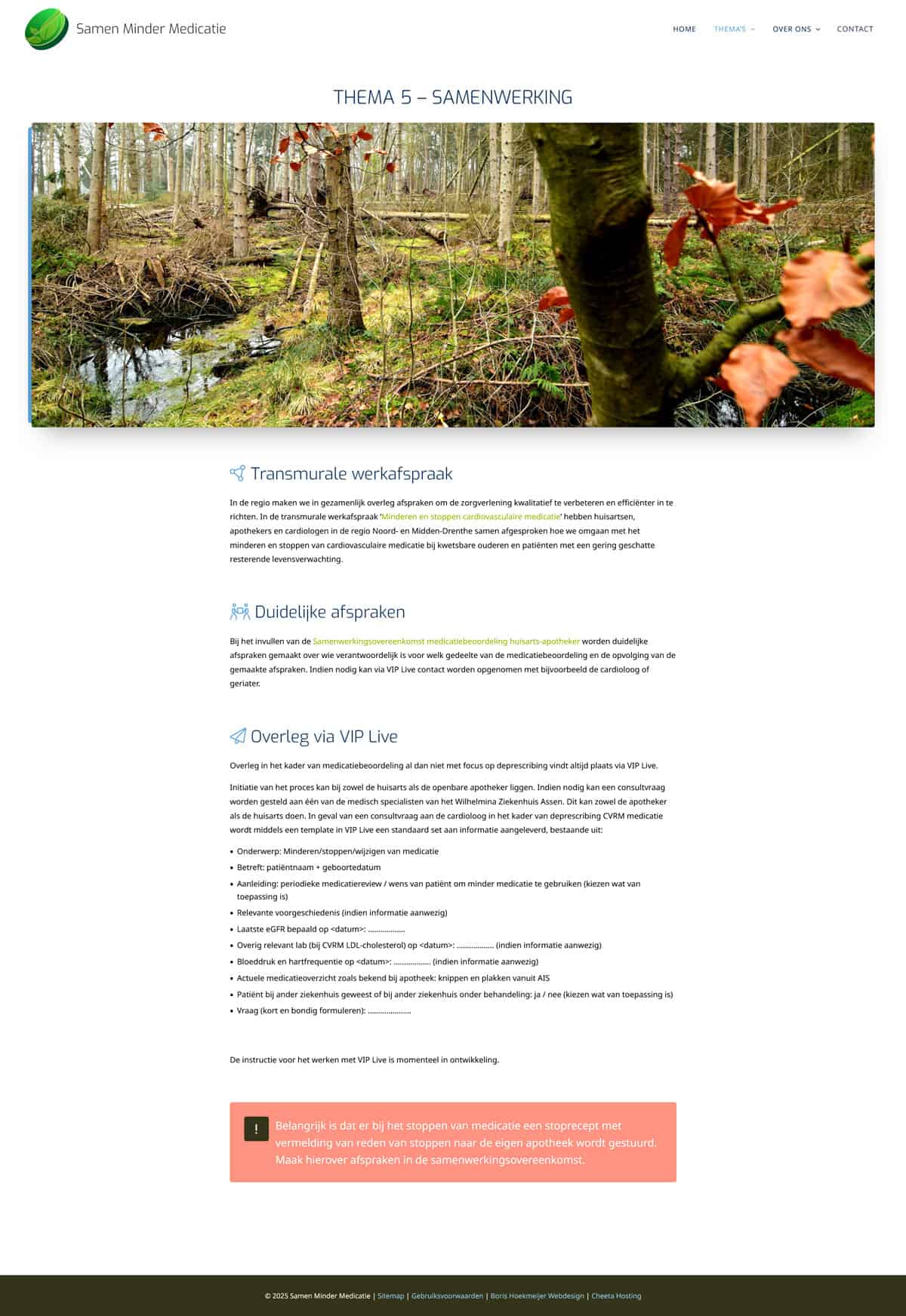 website ontwerp Samen Minder Medicatie - full page 