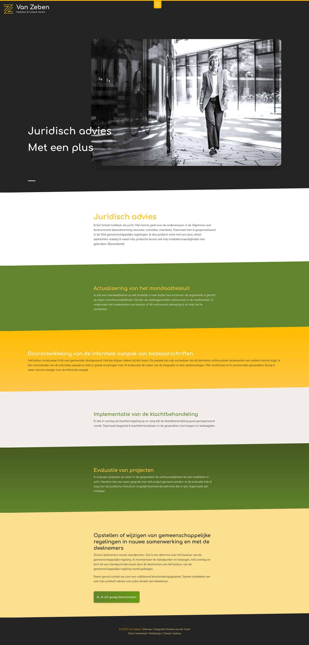 Screenshot ontwerp pagina Van Zeben Medidation & Juridisch Advies
