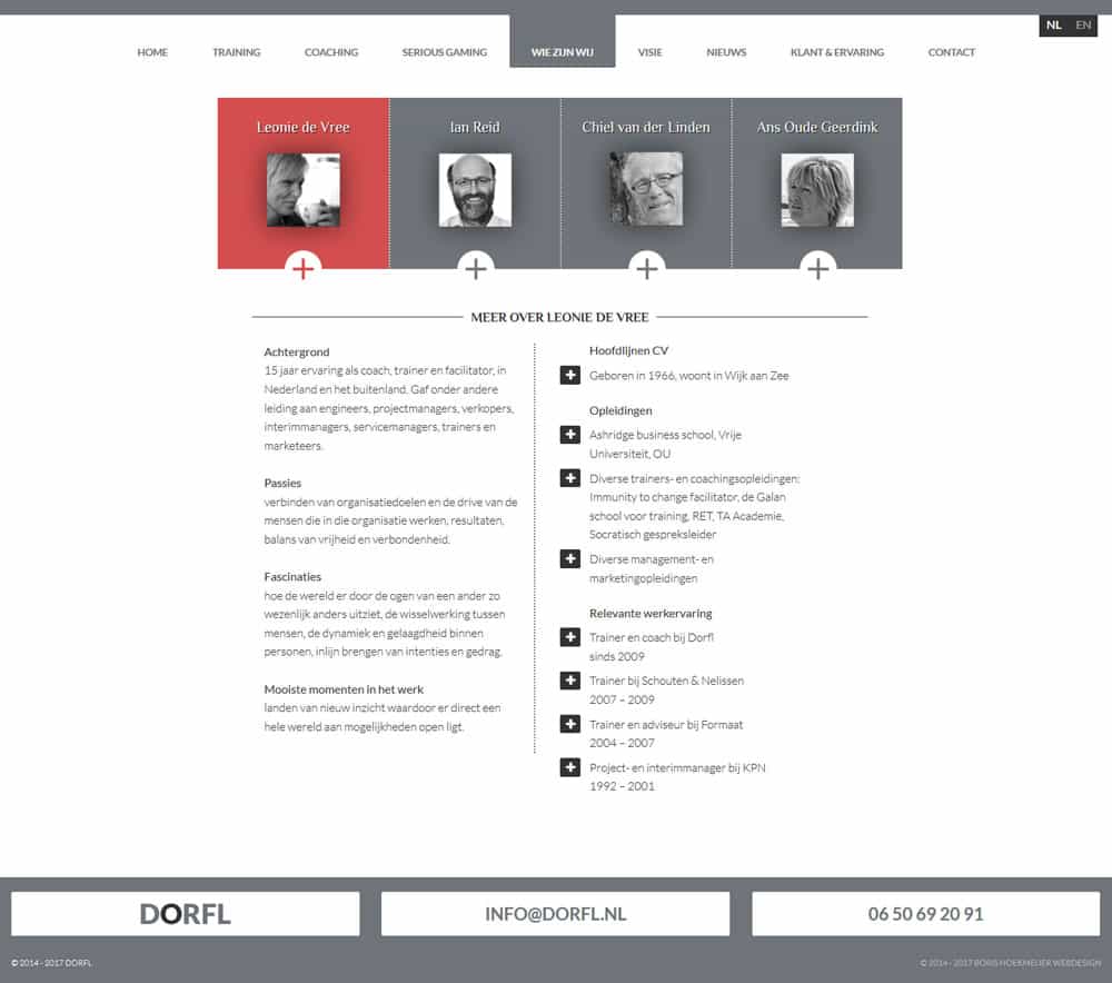 website ontwerp dorfl - wie zijn wij pagina