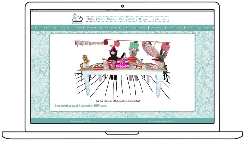 website ontwerp droomkinderkamer homepage