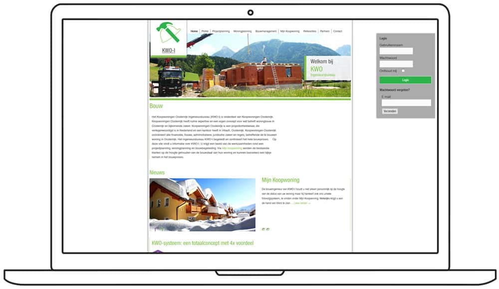 website ontwerp KWO Ingenieursbureau homepage