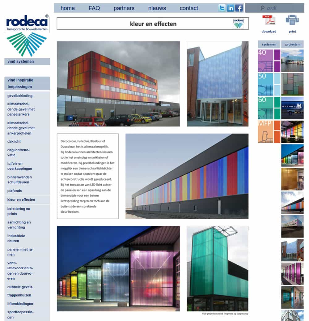 website ontwerp Rodeca - toepassing pagina