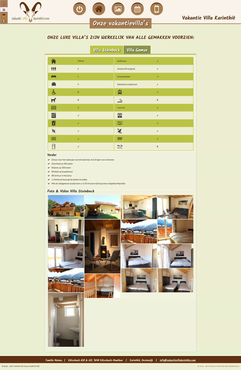 website ontwerp vakantievilla karinthie villa pagina