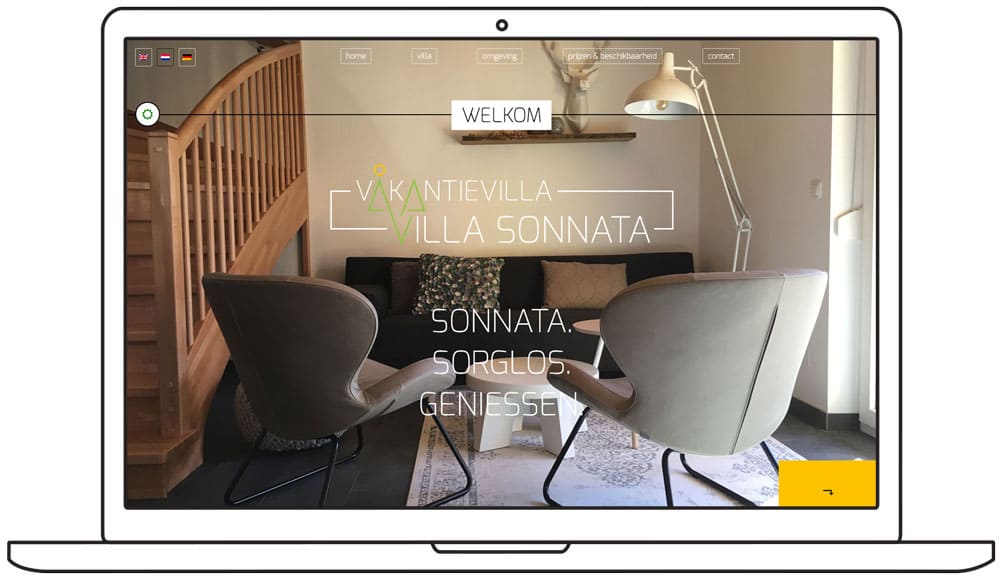 homepage website Villa Sonnata